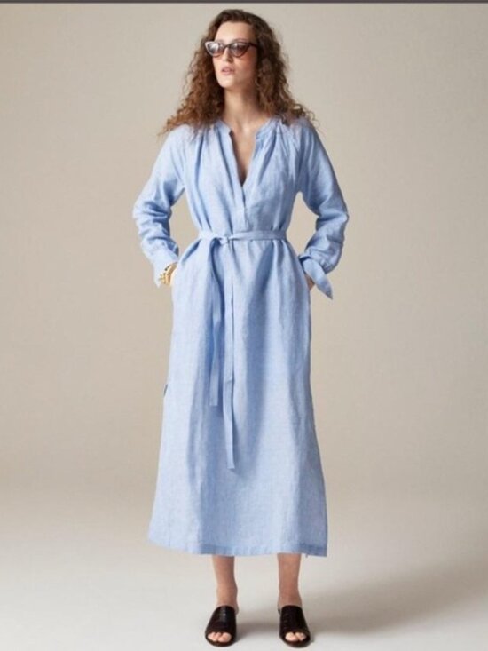 J. Crew Dresses & Skirts - J. Crew Cabana Linen Dress. French Blue Full Slip. Pockets XS. NWT. $169.00 MSRP